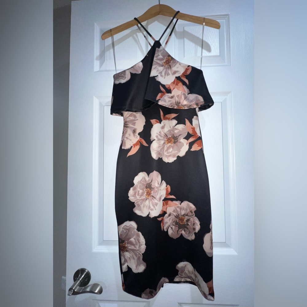 Black and Tan Flower Dress